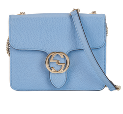 Interlocking GG Crossbody, Leather, Blue, 510304, DB, 3*